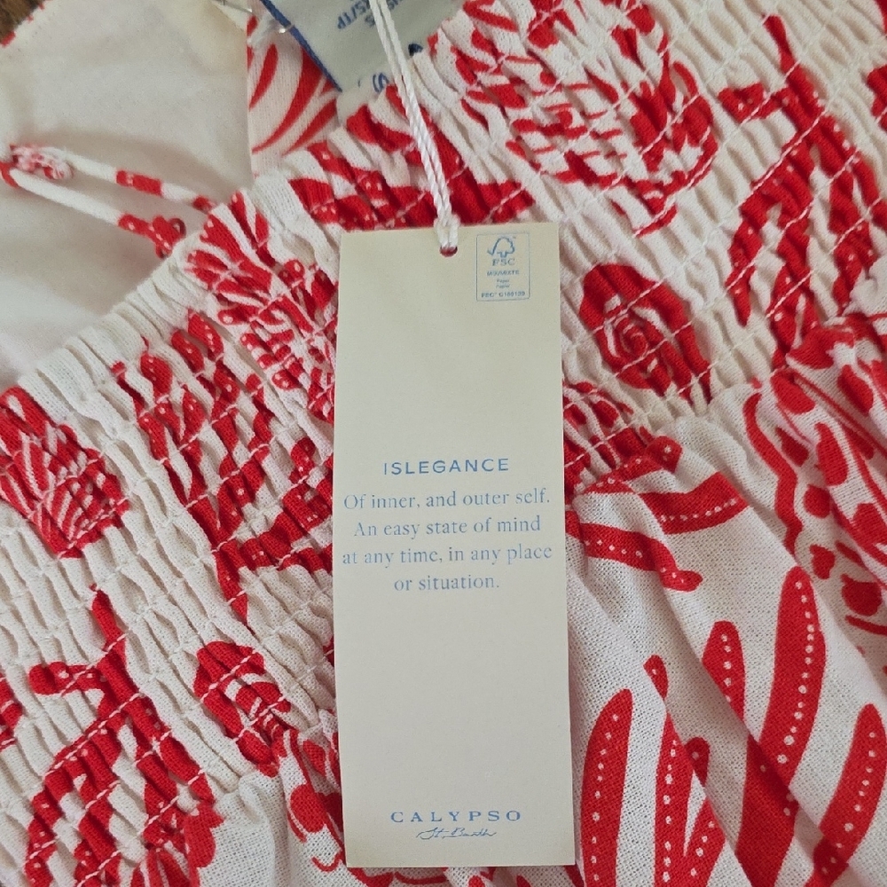 Girls Red and White Shell-Print Sundress - Picture 6 of 7